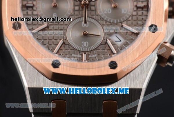 Audemars Piguet Royal Oak Miyota Quartz Two Tone Case/Bracelet with Grey Dial and Stick Markers - Click Image to Close